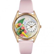 Whimsical Watches C-1210007 Womens Dragonflies Pink Leather And Goldtone Watch