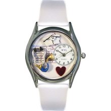 Whimsical Watches Unisex Nurse Silver S0610002 White Leather Analog Quartz Watch with White Dial