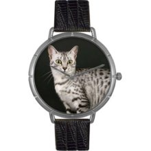 Whimsical Watches Women's Japanese Quartz Egyptian Mau Cat Black Leather Strap Watch