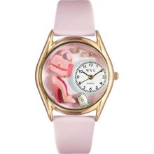 Whimsical Watches Women's Shopper Mom Pink Leather and Gold Tone Watch