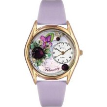Whimsical Womens Birthstone: February Purple Leather And Goldtone ...
