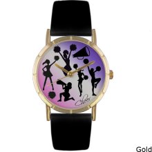 Whimsical Women's 'Cheerleading Lover' Leather Strap Watch (Gold)