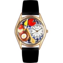 Whimsical Womens Gourmet Black Leather And Goldtone Watch #C03100 ...