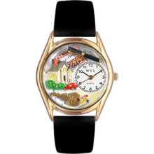 Whimsical Womens Realtor Black Leather And Goldtone Watch #C06300 ...