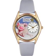 Whimsical Womens Swine Lake Baby Blue Leather And Goldtone Watch ...