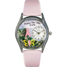 Whimsical Womens Time For The Cure Pink Leather Watch #557796