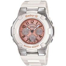 White Resin Baby-g Strap Analog Digital Pink Dial