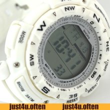 White Rubber Band Stop Design Fashion Sport Mens Womens Wrist Watch Digital Hour