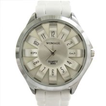 White Silver Hands Quartz Sunflower Silicone Lady Rubber Classic Gel Wrist Watch