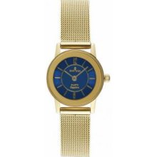 Womenandamp;apos;s Ultra Thin Gold Tone Dress Blue Dial Mesh Band - Watch