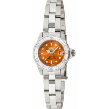 Women's Pro Diver Stainless Steel Case and Bracelet Orange Dial Magnif