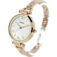 Women's Rose Gold Tone Stainless Steel Case and Bracelet Silver Tone D
