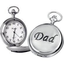Woodford Quartz Pocket Watch, 1904/Q, Men's Chrome-Finished Dad Pattern With Chain (Suitable For Engraving)