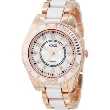 Xoxo Watch M-o-p Dial Rose Gold And White Bracelet Women's Analog Watch Xo5467