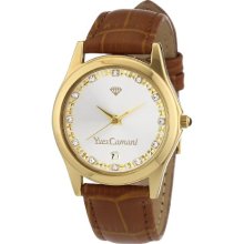 Yves Camani Golden Twinkle Women's Quartz Watch With Silver Dial Analogue Display And Brown Leather Strap 302-Gbr