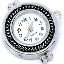 10 Silver Tone Round Quartz Watch Faces 28x25mm