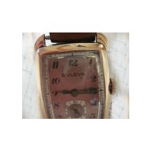 1940s Gold Filled Bulova Art Deco Gold Filled Wind Leather Band