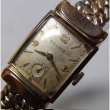 1953 Bulova Men's 10K Gold 17Jwl Swiss Made Fancy Case Watch w/ Bracelet