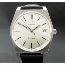 1969 Vintage Omega Geneve 613 Date 17j Large Swiss Slim Men Stainless Steel