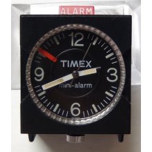 1970' Timex Mini-Alarm Black Clock w/ Case