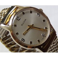 1973 Bulova Men's Gold Swiss Made Gorgeous Dial Watch - All Original - Mint