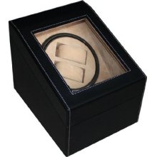 2 + 3 Black Leather Watch Winder Storage Display Case Box Automatic Rotation