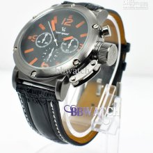 3pcs Men's Watch In Good Quality Leather Strap Watches Metal Style L