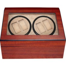 4 + 6 Cherry Wood Watch Winder Storage Display Case Box Automatic Rotation