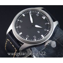 47mm Parnis Sandblast Case Black Dail Luminous Marks Automatic Mens Watch 373