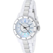 7 Colors LED Flash Round Dial Plastic Band Ladies Womens Wrist Watch (White) - White - Stainless Steel