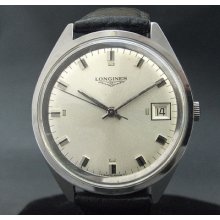 70s Vintage Longines 285 17j Date Jumbo Size Men Swiss Stainless Steel