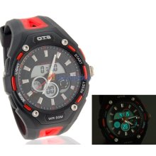 8026 Men's Stylish Water Resistant Analog & Digital Watch (Red)