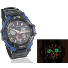 8028 Men's Stylish Water Resistant Analog & Digital Watch (Blue)