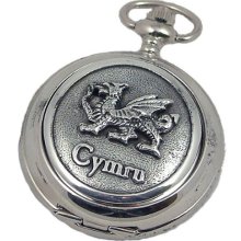 A E Williams 4824Sk Welsh Dragon Mens Mechanical Pocket Watch With Chain