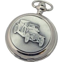 A E Williams 4944 Silver Ghost Mens Quartz Pocket Watch With Chain