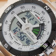 Accurate Sport Mens Quartz Wrist Watch Stainless Steel Band Fashion Dual Time