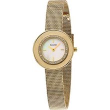 Accurist Ladies' Gold Plated, Mesh Strap, Round Dial, Crystal Set LB1441 Watch