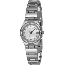 Accurist Lb1662p Stainless Steel Date Swarovski Crystals 3 Yr Warranty Uk Seller