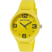 Activa Watches Men's Yellow Dial Yellow Polyurethane Yellow Polyureth