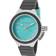 Activa Watches Women's Light Blue Dial Black Polyurethane Black Polyu