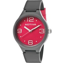 Activa Watches Women's Raspberry Dial Grey Polyurethane Grey Polyuret