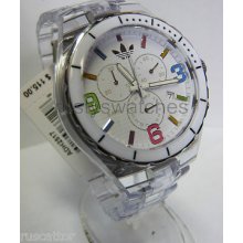 Adidas Clear Resin Plastic Chronograph Watch Adh2517 Tag$115.00