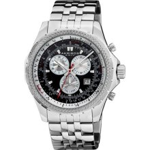 Akribos Ak517bk Large Chronograph Bracelet Mens Watch