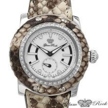 Amazing Glam Rock Gr10018 Python Leather Swiss W/genuine Diamonds