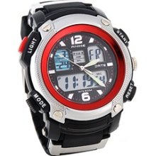 Anike Multi-function 50m Water-resistant Analog Digital Watch (Red)