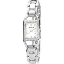 Anne Klein Swarovski Crystal Accented Silver Tone Open Lug Watch