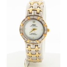 Anne Klein Women's Two-tone Stainless Steel Diamond Accented Mop Dial Watch