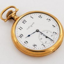 Antique Beautiful Open Face 14k Elgin Natl Watch Co. Men's Pocket Watch