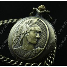 Antique bronze soldiers Pocket Watch Necklace,antique bronze Mechanical Watch chain