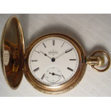 Antique Ladies Elgin Pendant Pocket Watch Fancy Hunting Case Gold Filled Fancy